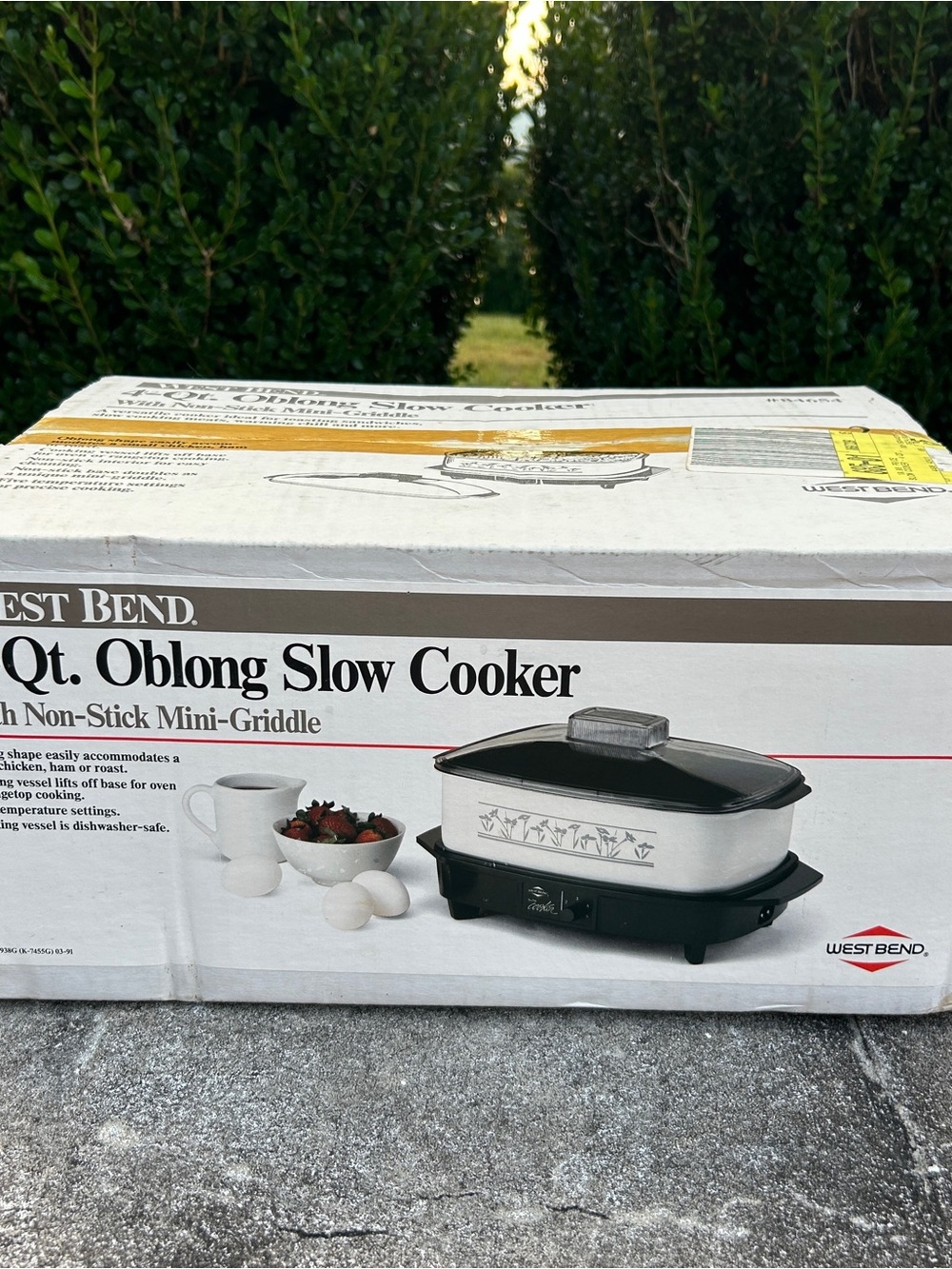 NOS Vintage West Bend 4-Qt Oblong Slow Cooker Mini Griddle NIB Sealed
